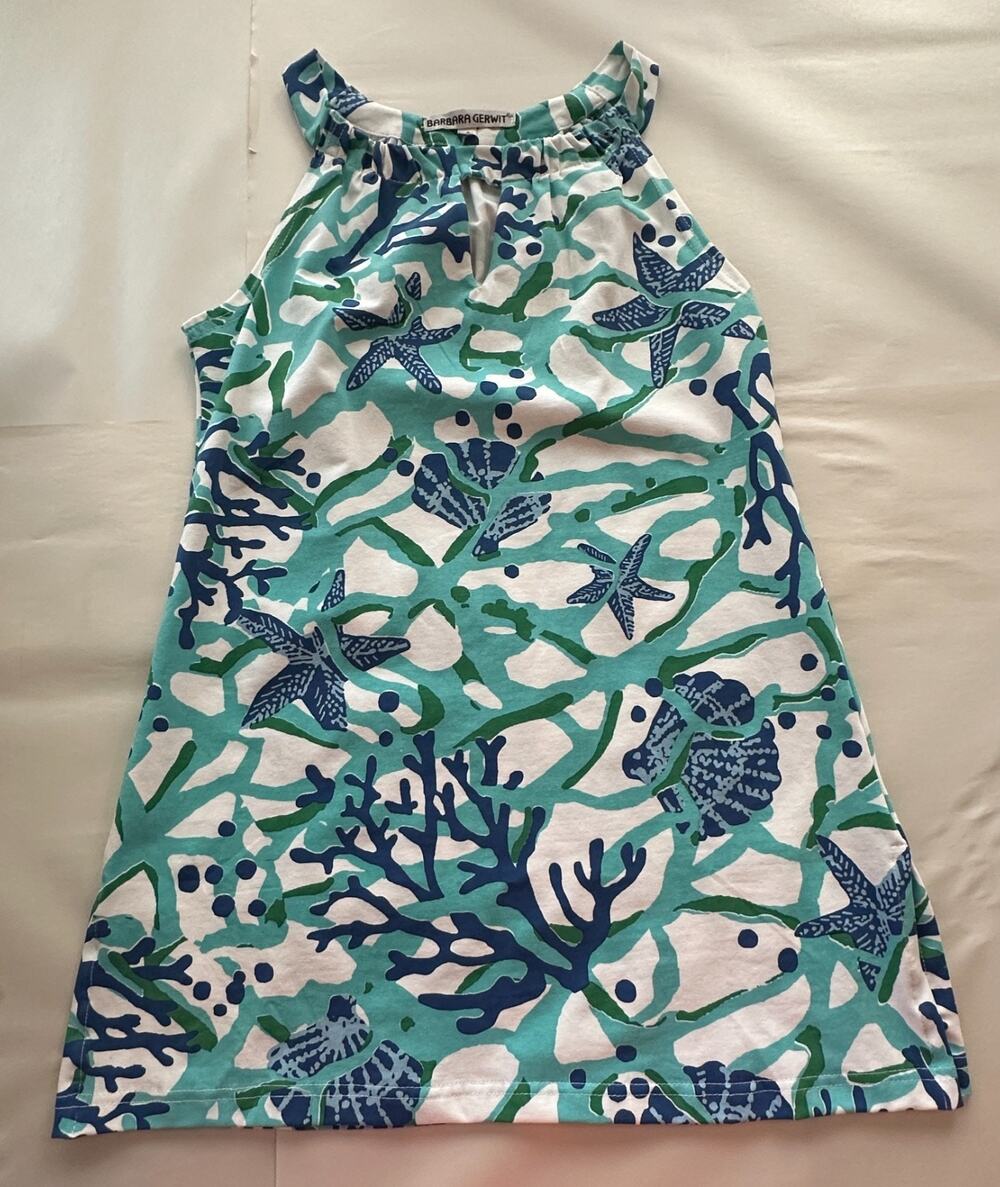 Barbara Gerwit Women's Small Sleeveless Sea Life Print Knit Tank Top Beach Coast